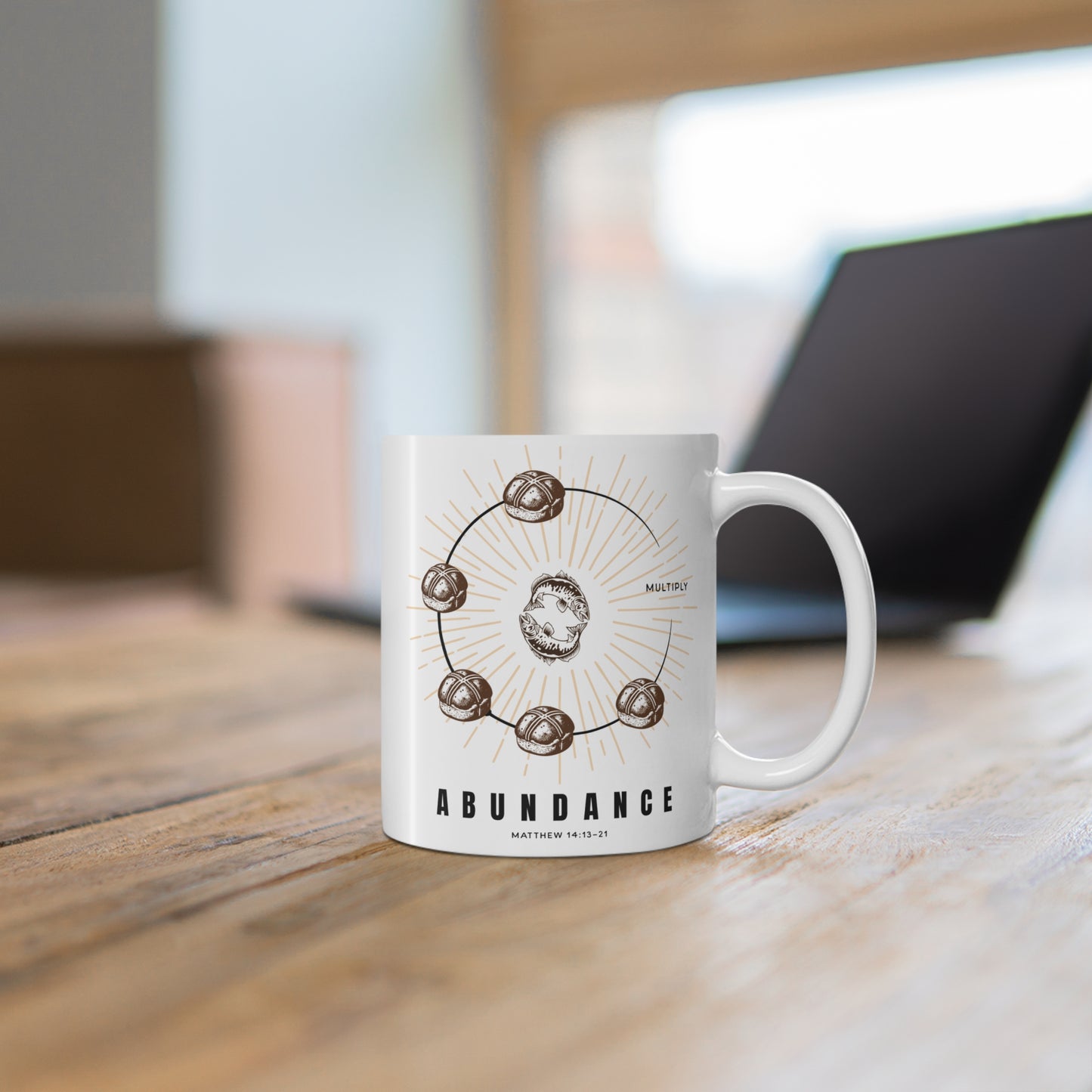 Abundance Christian Coffee Mug – Multiplication of Loaves & Fishes | Faith-Inspired Gift 11oz