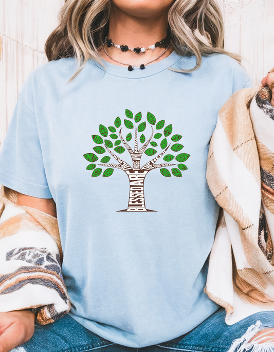 "Blessed Are the Pure in Heart" Christian T-Shirt | Tree of Life | Matthew 5:8 Faith-Based Tee for Women
