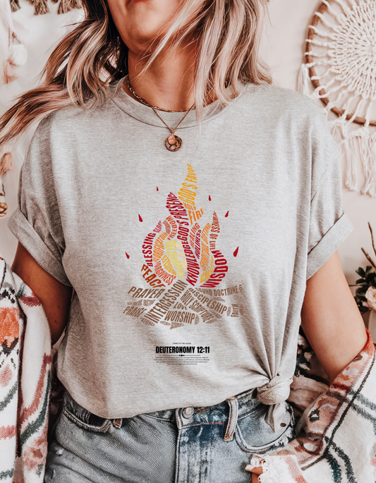 Holy Fire Christian T-Shirt – Faith-Inspired Scripture Tee for Women