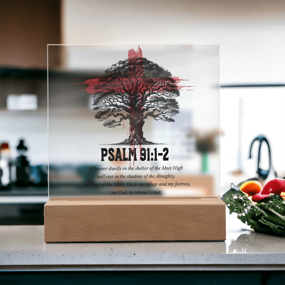 Blood of Christ Cross Psalm 91 Acrylic Plaque – Christian Faith Wall Art - FREE Shipping