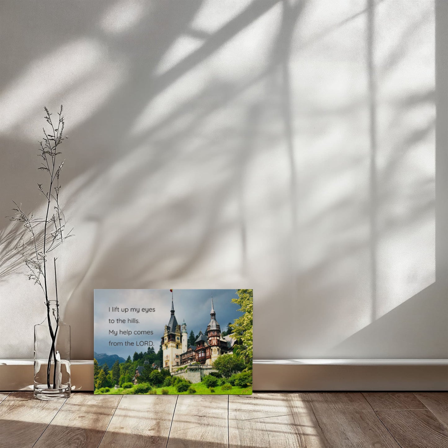 Psalm 121 Wall Art – “I Lift Up My Eyes to the Hills” Canvas | Original Romania Castle Photography | Christian Scripture Print- FREE Shipping