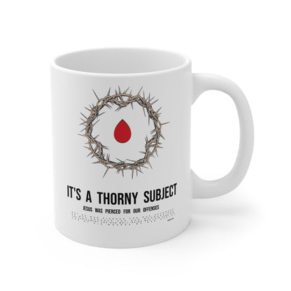 Thorny Subject Christian Coffee Mug – Inspirational Crown of Thorns Cup 11oz