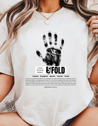 5-Fold Ministry Christian T-Shirt | Ephesians 4:11-14 Scripture Shirt | Faith-Based Apparel for Believers