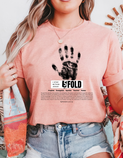 5-Fold Ministry Christian T-Shirt | Ephesians 4:11-14 Scripture Shirt | Faith-Based Apparel for Believers