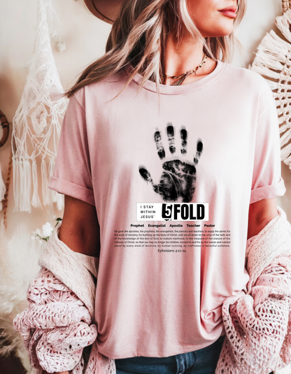 5-Fold Ministry Christian T-Shirt | Ephesians 4:11-14 Scripture Shirt | Faith-Based Apparel for Believers