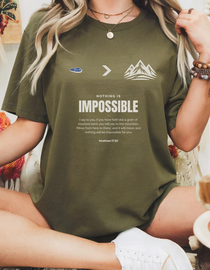 Faith Moves Mountains" Christian T-Shirt | Mustard Seed & Matthew 17:20 Bible Verse Tee for Women