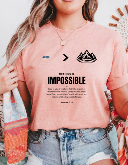 Faith Moves Mountains" Christian T-Shirt | Mustard Seed & Matthew 17:20 Bible Verse Tee for Women