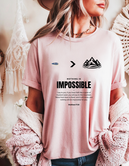 Faith Moves Mountains" Christian T-Shirt | Mustard Seed & Matthew 17:20 Bible Verse Tee for Women