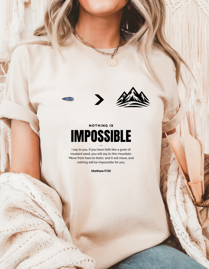 Faith Moves Mountains" Christian T-Shirt | Mustard Seed & Matthew 17:20 Bible Verse Tee for Women
