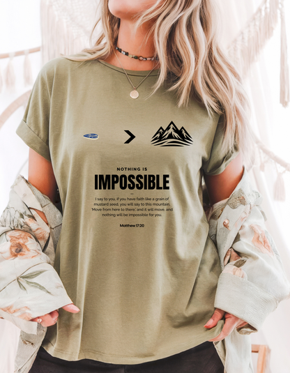 Faith Moves Mountains" Christian T-Shirt | Mustard Seed & Matthew 17:20 Bible Verse Tee for Women