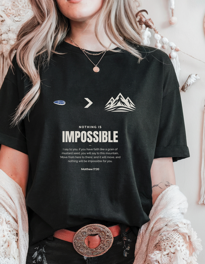 Faith Moves Mountains" Christian T-Shirt | Mustard Seed & Matthew 17:20 Bible Verse Tee for Women