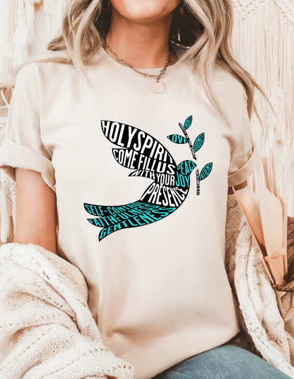 "Holy Spirit, Fill Us" Christian T-Shirt | Fruits of the Spirit | Faith-Based Tee for Women