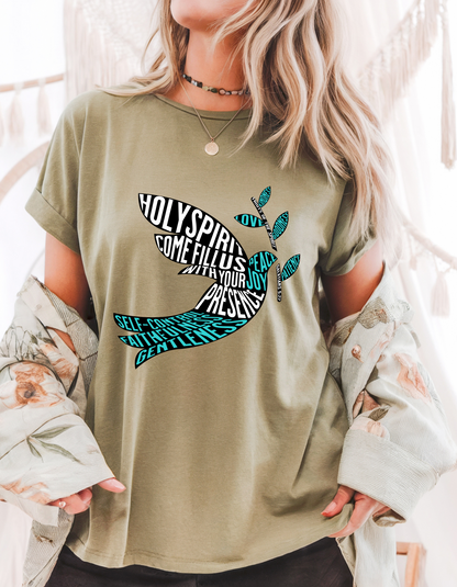 "Holy Spirit, Fill Us" Christian T-Shirt | Fruits of the Spirit | Faith-Based Tee for Women