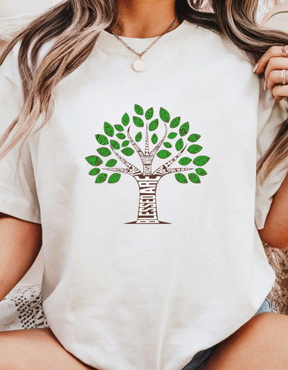 "Blessed Are the Pure in Heart" Christian T-Shirt | Tree of Life | Matthew 5:8 Faith-Based Tee for Women