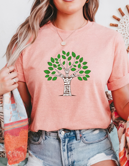 "Blessed Are the Pure in Heart" Christian T-Shirt | Tree of Life | Matthew 5:8 Faith-Based Tee for Women