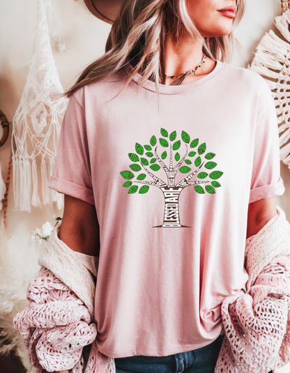 "Blessed Are the Pure in Heart" Christian T-Shirt | Tree of Life | Matthew 5:8 Faith-Based Tee for Women