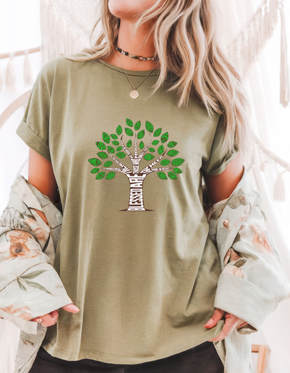"Blessed Are the Pure in Heart" Christian T-Shirt | Tree of Life | Matthew 5:8 Faith-Based Tee for Women