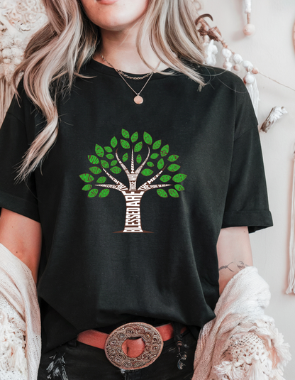 "Blessed Are the Pure in Heart" Christian T-Shirt | Tree of Life | Matthew 5:8 Faith-Based Tee for Women