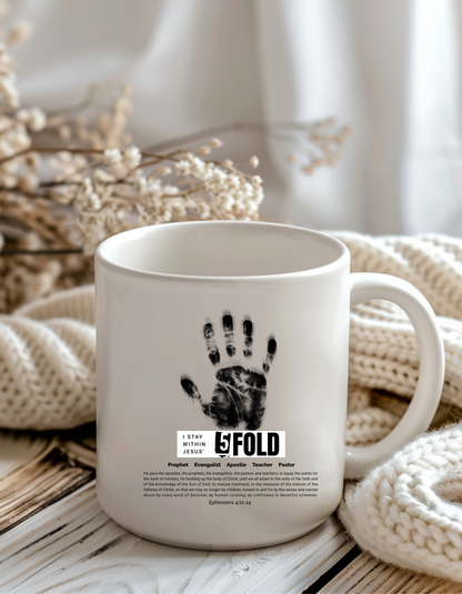 "5-Fold Ministry" Christian Mug | Ephesians 4:11-14 | Faith-Based Coffee Cup 11OZ
