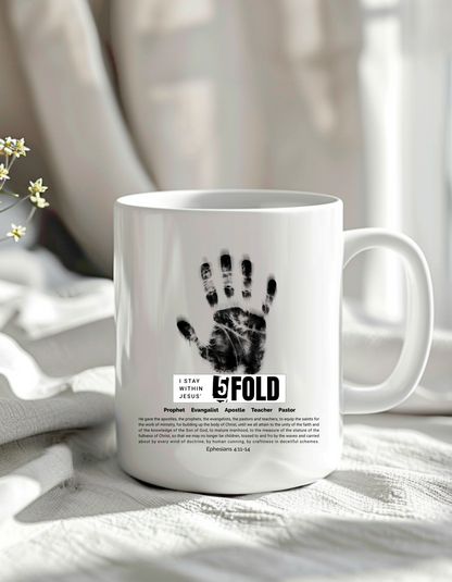 "5-Fold Ministry" Christian Mug | Ephesians 4:11-14 | Faith-Based Coffee Cup 11OZ