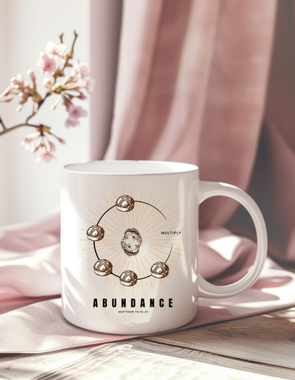 Abundance Christian Coffee Mug – Multiplication of Loaves & Fishes | Faith-Inspired Gift 11oz