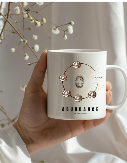 Abundance Christian Coffee Mug – Multiplication of Loaves & Fishes | Faith-Inspired Gift 11oz