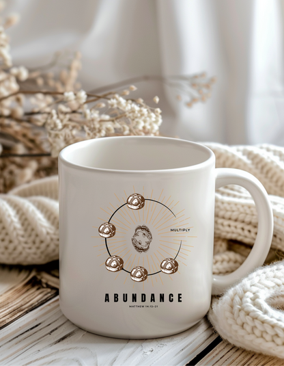 Abundance Christian Coffee Mug – Multiplication of Loaves & Fishes | Faith-Inspired Gift 11oz