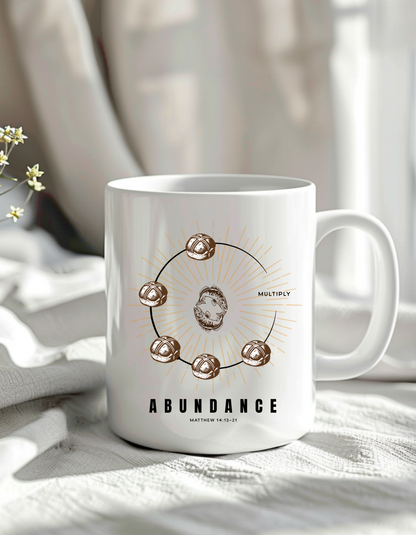 Abundance Christian Coffee Mug – Multiplication of Loaves & Fishes | Faith-Inspired Gift 11oz