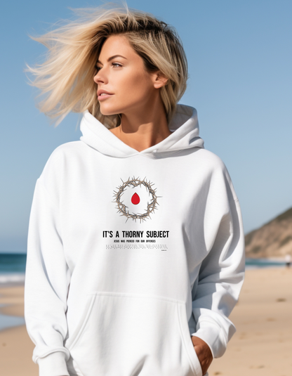 Thorny Subject Women’s Christian Hoodie – Faith-Based Crown of Thorns Sweatshirt