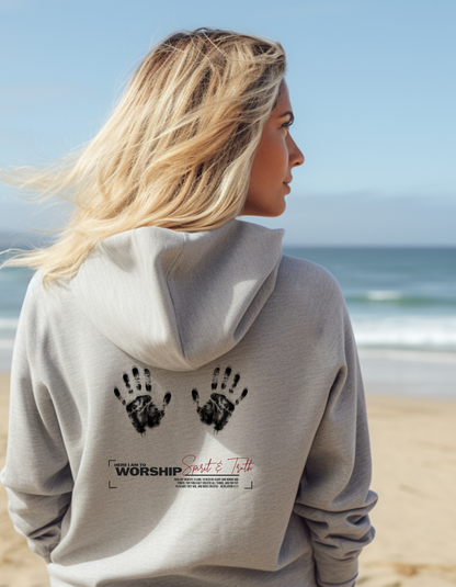 Here I Am to Worship Women’s Christian Hoodie – Spirit & Truth Faith-Based Sweatshirt