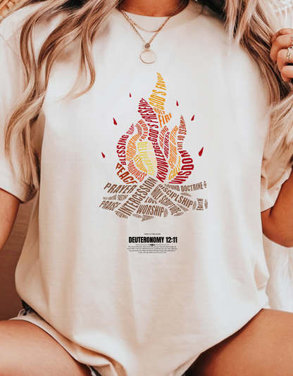Holy Fire Christian T-Shirt – Faith-Inspired Scripture Tee for Women