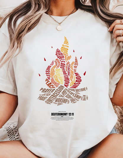 Holy Fire Christian T-Shirt – Faith-Inspired Scripture Tee for Women