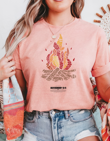 Holy Fire Christian T-Shirt – Faith-Inspired Scripture Tee for Women