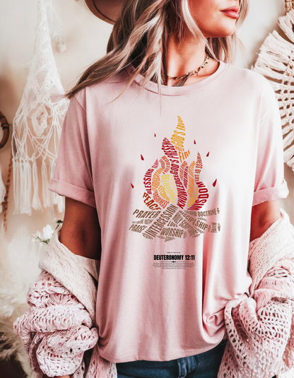 Holy Fire Christian T-Shirt – Faith-Inspired Scripture Tee for Women