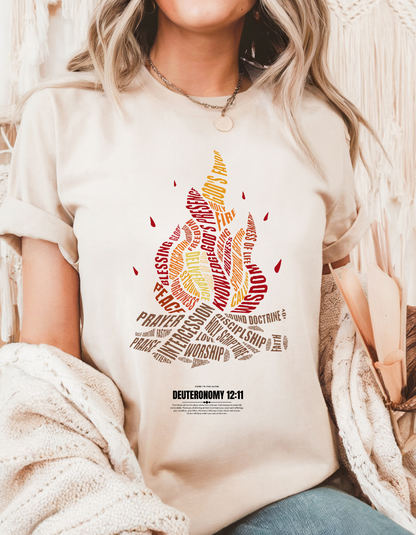 Holy Fire Christian T-Shirt – Faith-Inspired Scripture Tee for Women