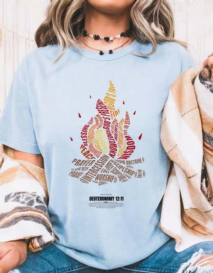 Holy Fire Christian T-Shirt – Faith-Inspired Scripture Tee for Women