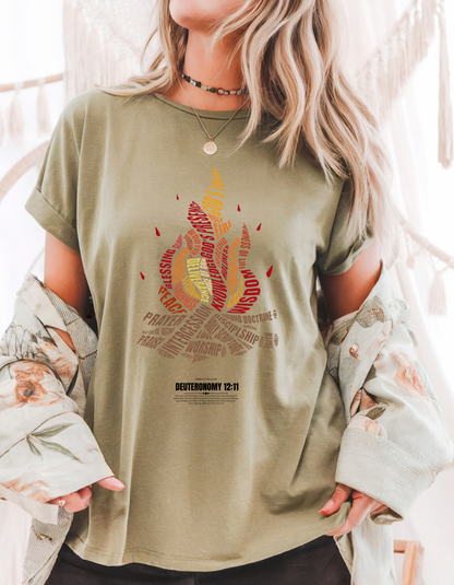 Holy Fire Christian T-Shirt – Faith-Inspired Scripture Tee for Women