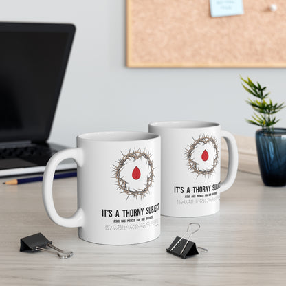 Thorny Subject Christian Coffee Mug – Inspirational Crown of Thorns Cup 11oz