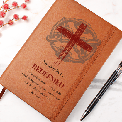Redeemed – Christian Journal (Ephesians 1:7, Cross & Chain Design) | My Identity Series | FREE Shipping