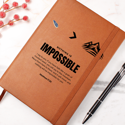 Nothing Is Impossible Leather Journal – Matthew 17:20 Faith Notebook - FREE Shipping