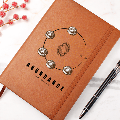 Miracle of Multiplication Leather Journal – Loaves & Fishes Design | Faith-Inspired Notebook - FREE Shipping