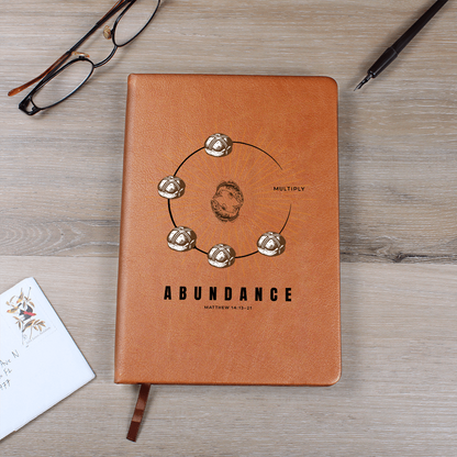 Miracle of Multiplication Leather Journal – Loaves & Fishes Design | Faith-Inspired Notebook - FREE Shipping