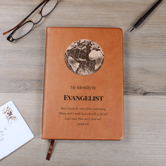 Evangelist Christian Journal – Isaiah 6:8 Globe Design Notebook  – My Identity Series - FREE Shipping