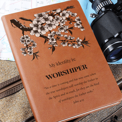 Worshiper Christian Journal – John 4:23 Scripture Notebook – Faux Leather Faith Gift – My Identity Series - FREE Shipping