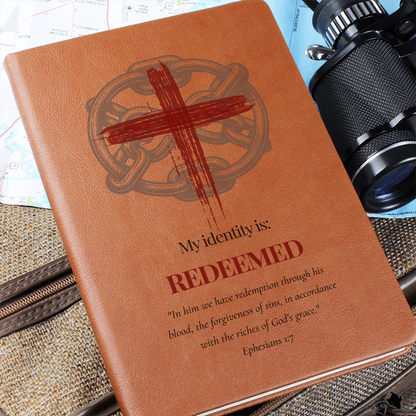 Redeemed – Christian Journal (Ephesians 1:7, Cross & Chain Design) | My Identity Series | FREE Shipping