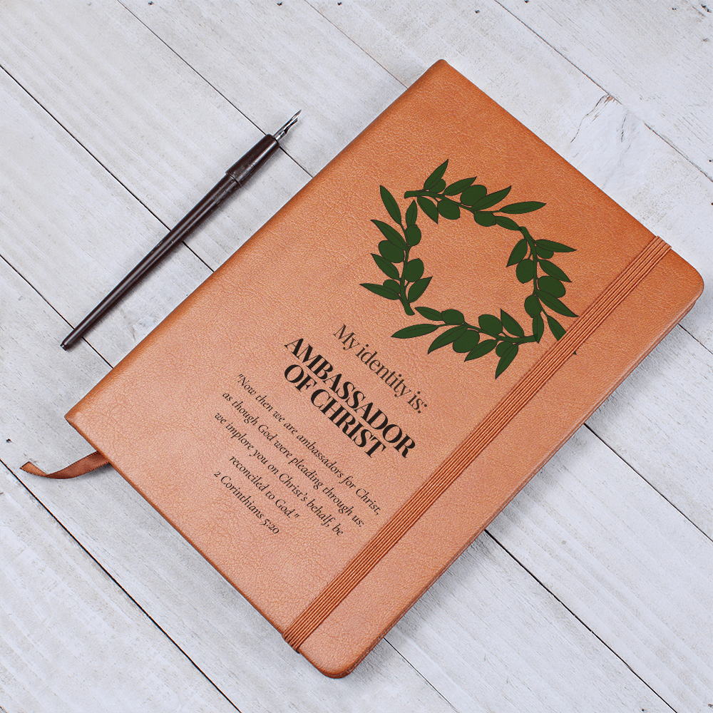 Ambassador of Christ Leather Journal – Olive Wreath Christian Notebook - FREE Shipping