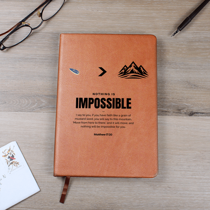 Nothing Is Impossible Leather Journal – Matthew 17:20 Faith Notebook - FREE Shipping