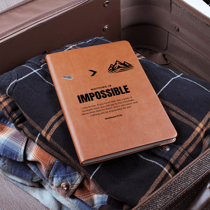 Nothing Is Impossible Leather Journal – Matthew 17:20 Faith Notebook - FREE Shipping