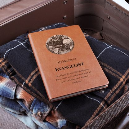 Evangelist Christian Journal – Isaiah 6:8 Globe Design Notebook  – My Identity Series - FREE Shipping