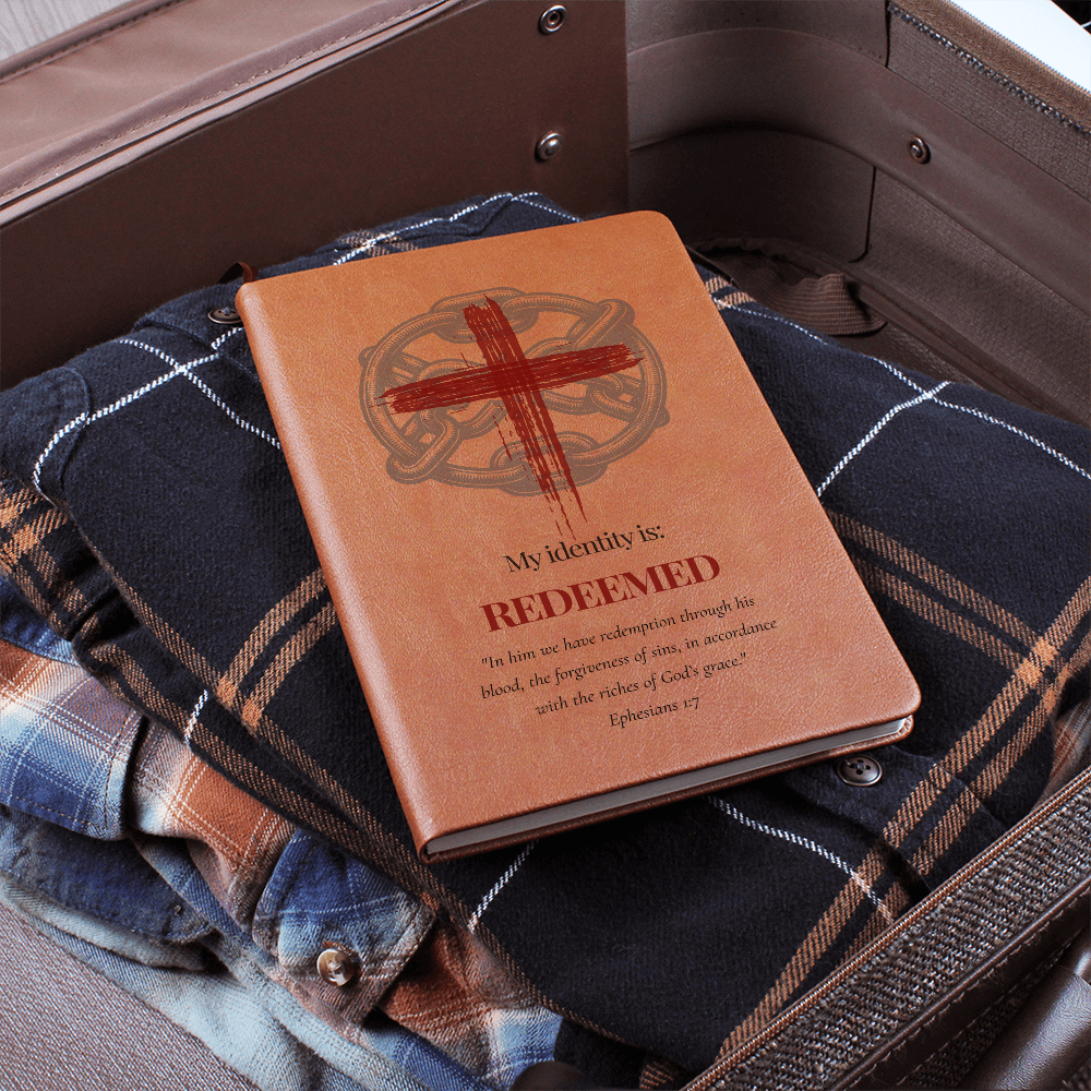 Redeemed – Christian Journal (Ephesians 1:7, Cross & Chain Design) | My Identity Series | FREE Shipping